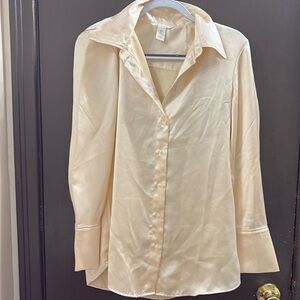 Champagnes silk buttons up